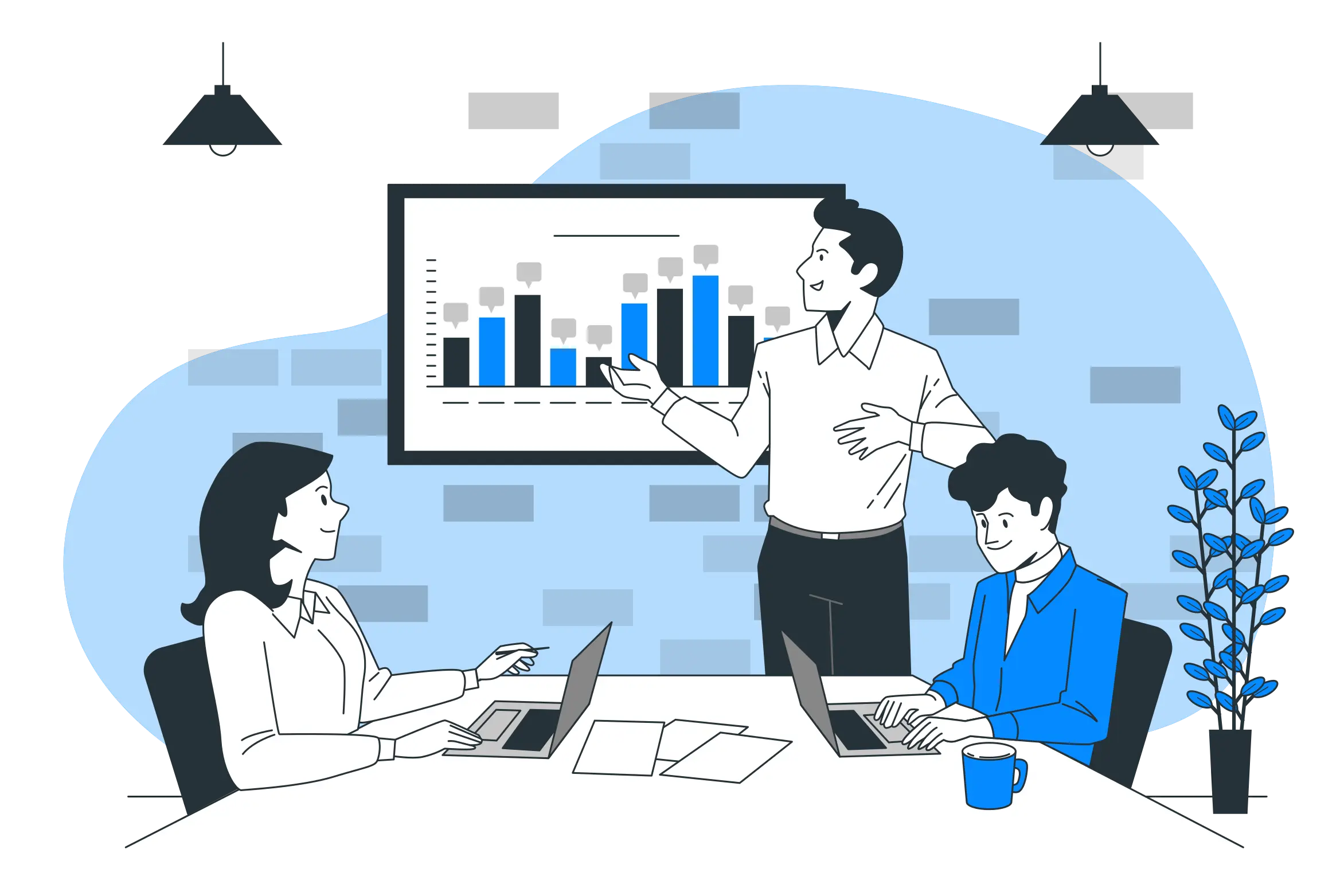 Business Pitch Meeting Illustration Business Pitch Meeting Illustration